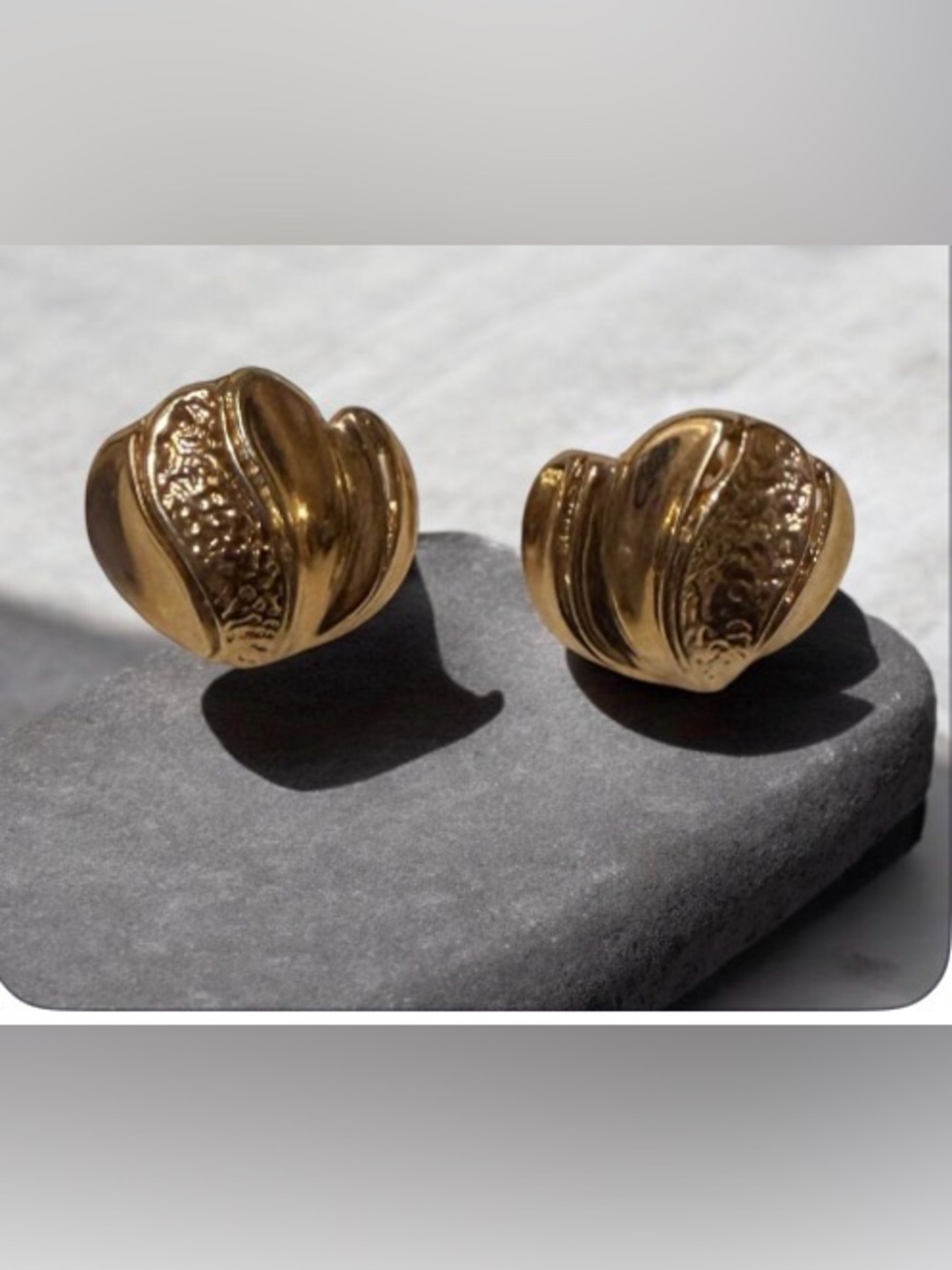 Sculpted Dome Gold Tone for Pierced Ears Earrings - Pre Owned